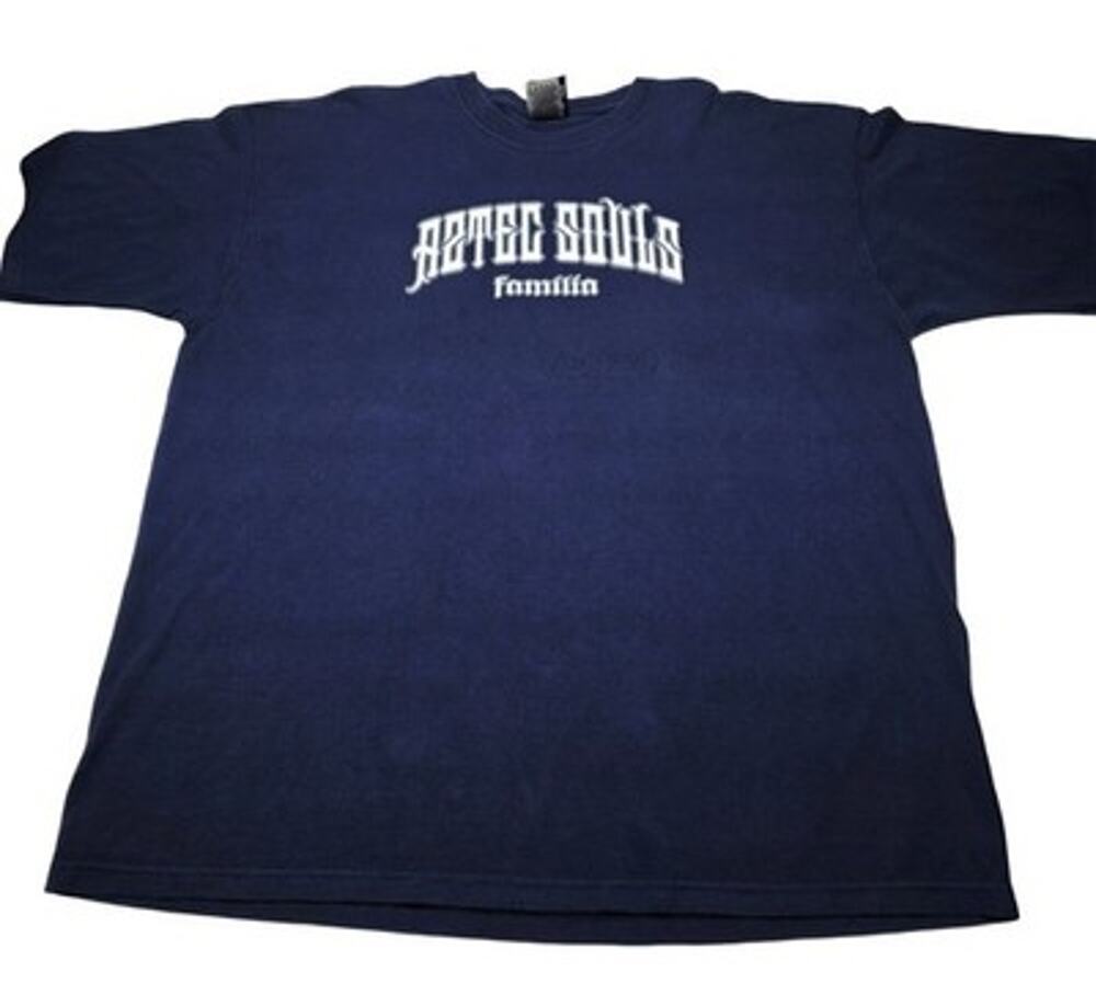 Vintage Kinto Sol Clothing Tshirt Latin Hip-Hop Mexican Aztec Blue Y2K Size 2XL